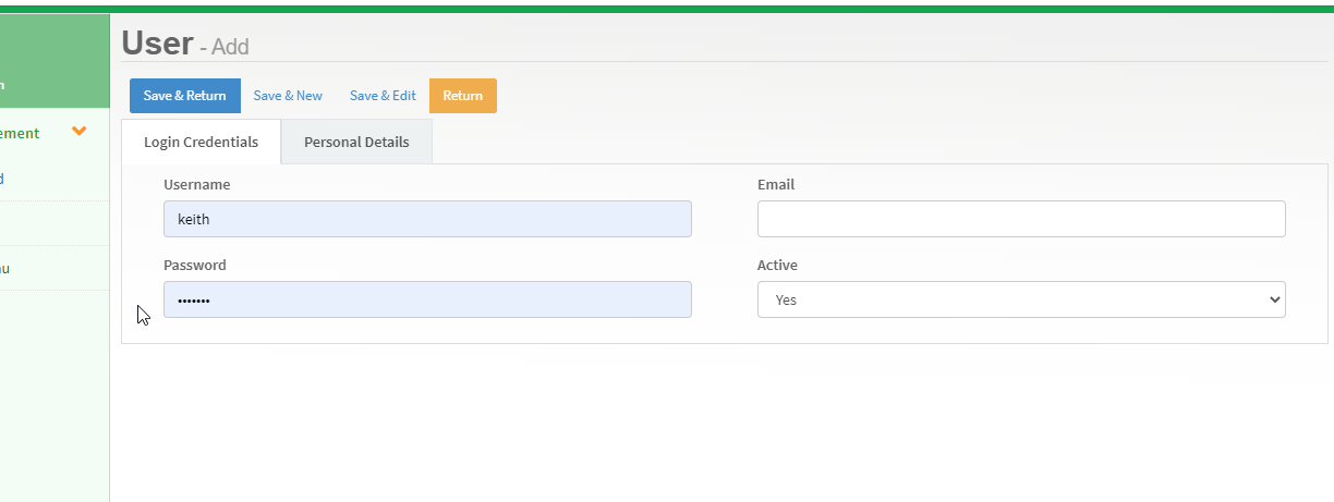 Add user form